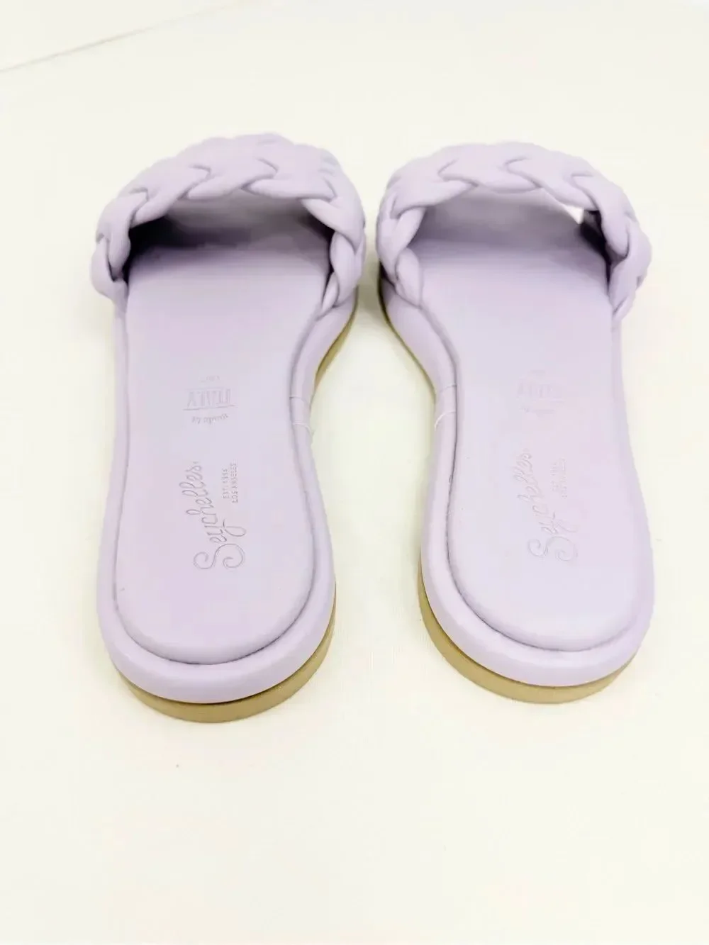 Seychelles BELLISSIMA Lavender Purple Puffy Woven Leather Padded Slide Sandals
